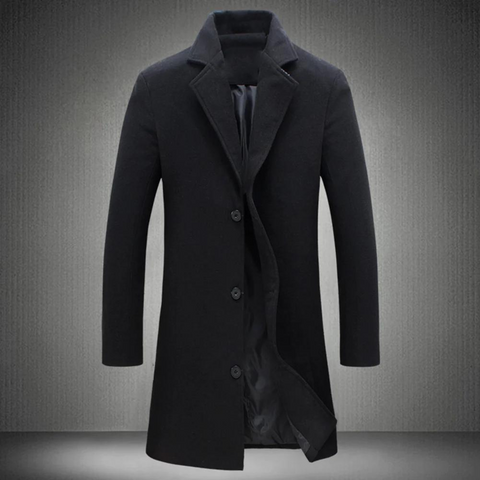 Callum | Herren Wollmantel Lang Taillierter Schnitt Reverskragen