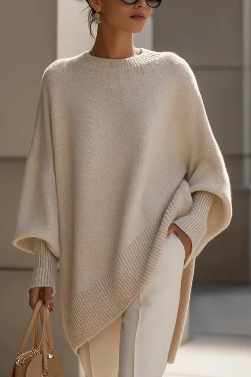 Wilma | Damen Oversized Strickpullover mit Rundhalsausschnitt
