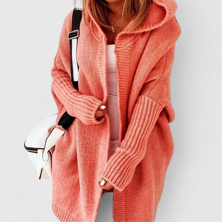 Josefien | Strickjacke mit Kapuze und offener Front Damen