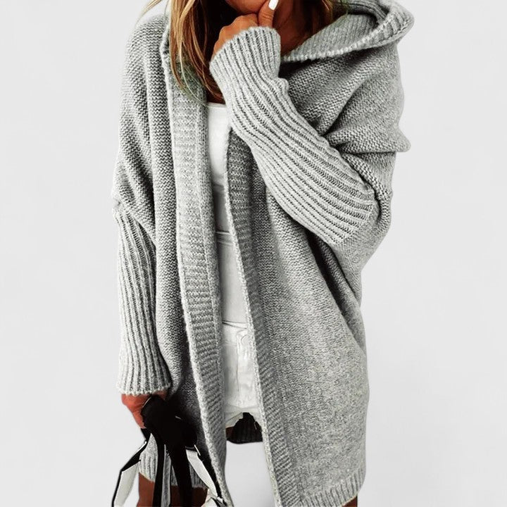 Josefien | Strickjacke mit Kapuze und offener Front Damen