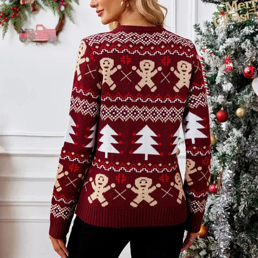 Zora | Weihnachtspullover mit Rundhals und Zopfmuster für Damen