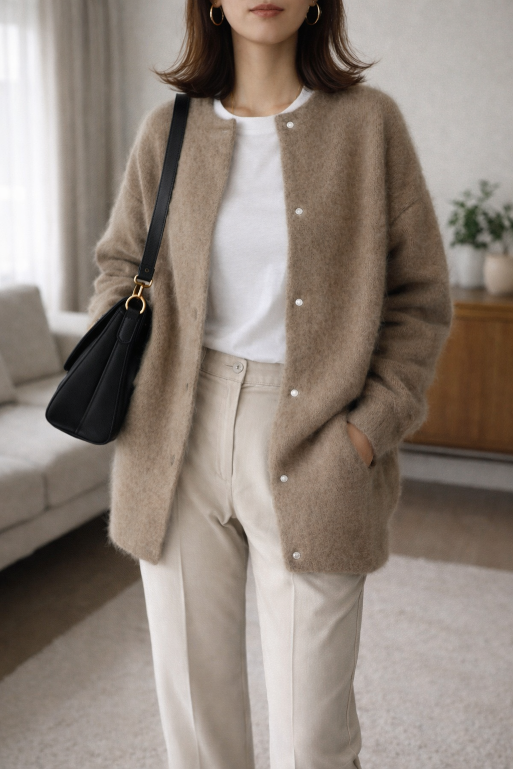Ida | Strukturierte Strickjacke mit Knopfleiste und Rundhalsausschnitt für Damen
