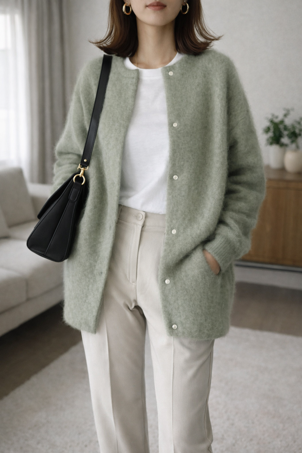 Ida | Strukturierte Strickjacke mit Knopfleiste und Rundhalsausschnitt für Damen