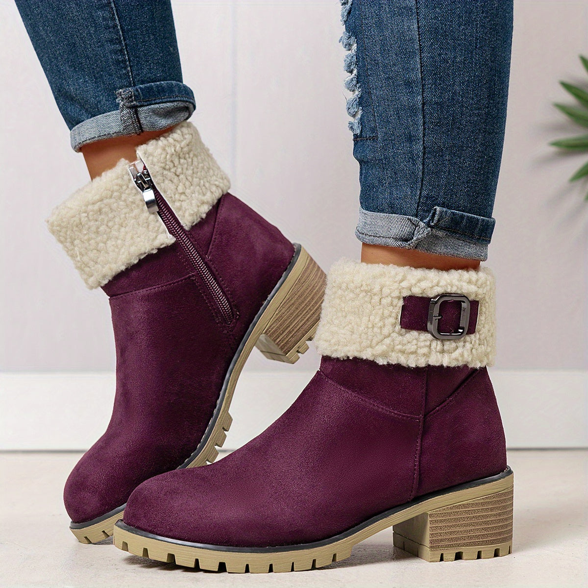 Belinda | Chelsea Boots für Damen mit Kunstfellkragen
