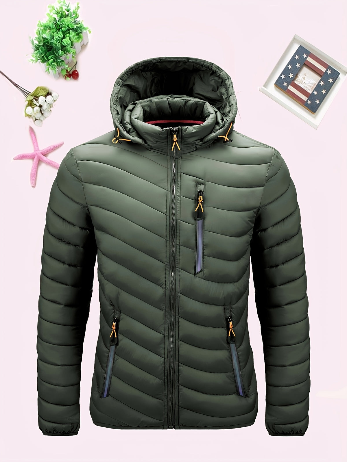 Cillian | Herren Steppjacke mit Kapuze und Stehkragen, Winterjacke