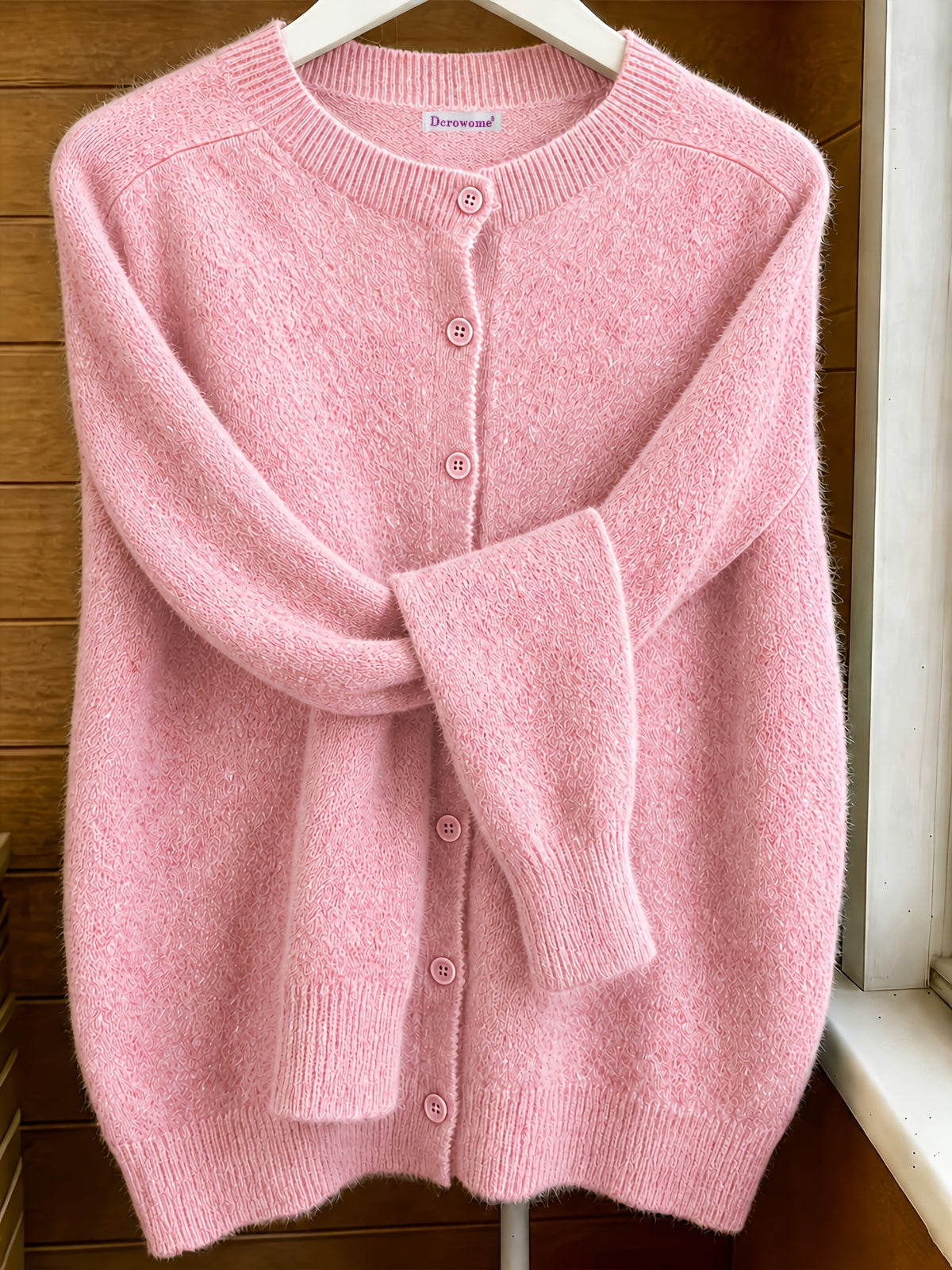 Elvira | Damen Strickjacke Cardigan Rundhalsausschnitt