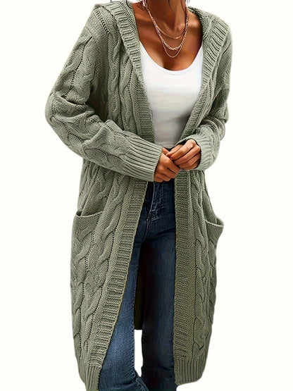 Chiara | Zopfmuster Strickjacke mit Kapuze für Damen