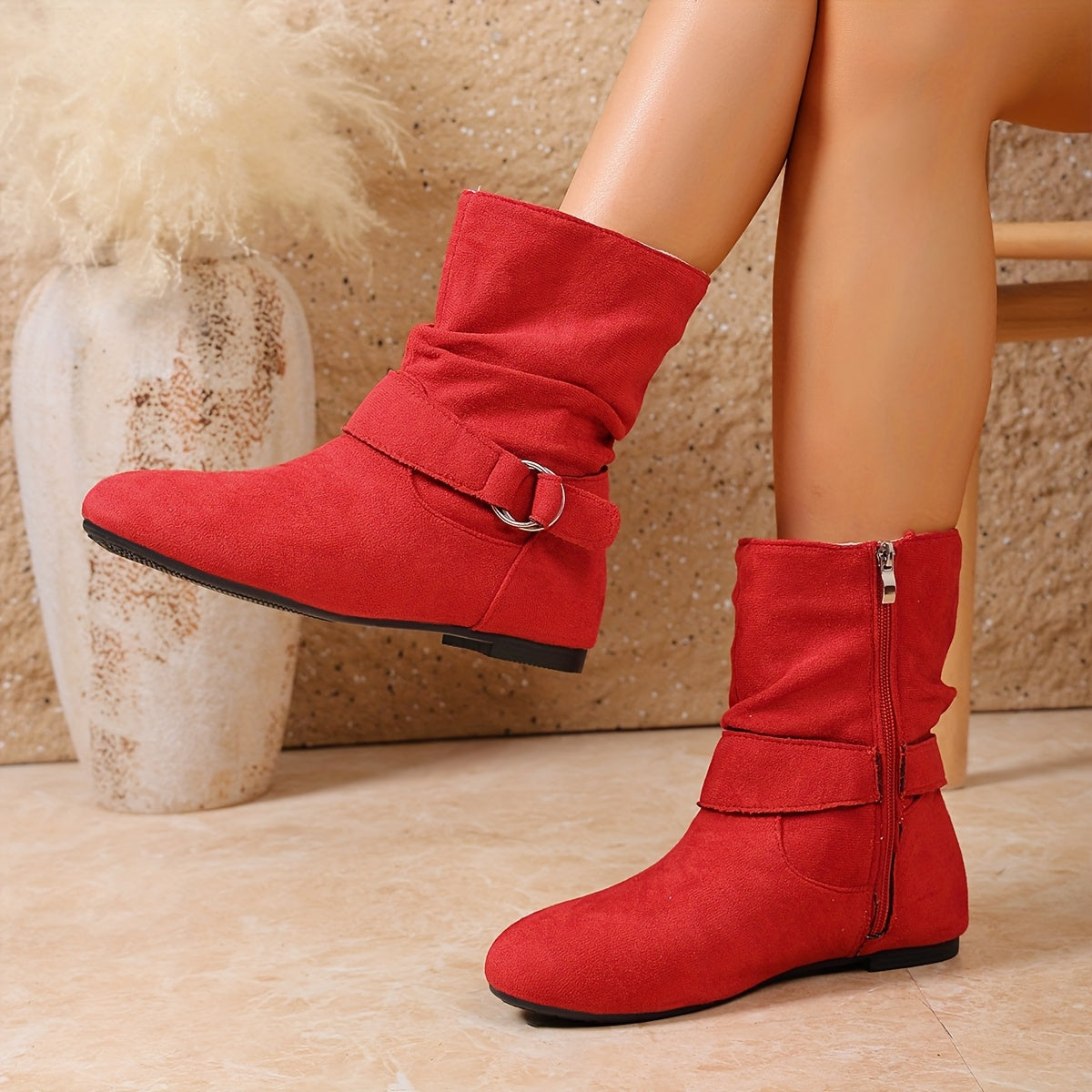 Bettina | Damen Chelsea Boots mit Schnalle und Reißverschluss