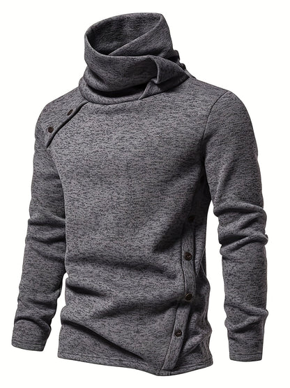 Emmanuel | Herren Strickpullover mit Knopfleiste Stehkragen