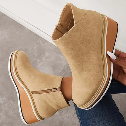 Pippa | Klassische Stiefel mit Reißverschluss und Blockabsatz