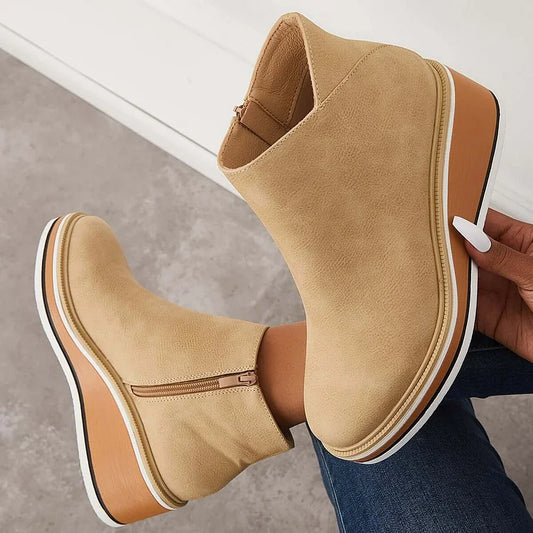 Pippa | Klassische Stiefel mit Reißverschluss und Blockabsatz