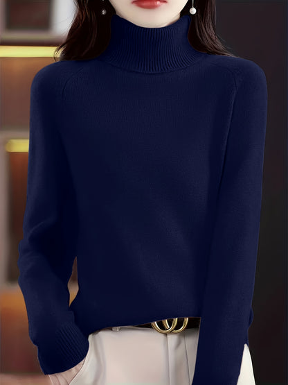 Rosalinde | Damen Rollkragenpullover mit geripptem Kragen