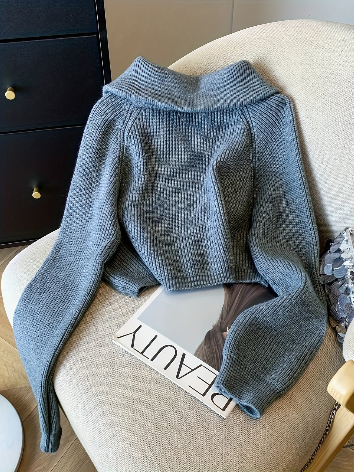 Lauretta | Gerippter Pullover mit Reißverschluss für Damen