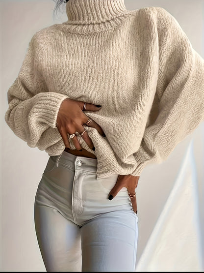Anja | Damen Grobstrick Rollkragenpullover Oversize