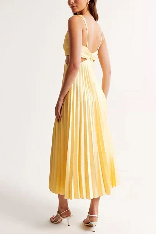 Maja | Elegantes Maxikleid mit V-Ausschnitt und Plissee für Damen