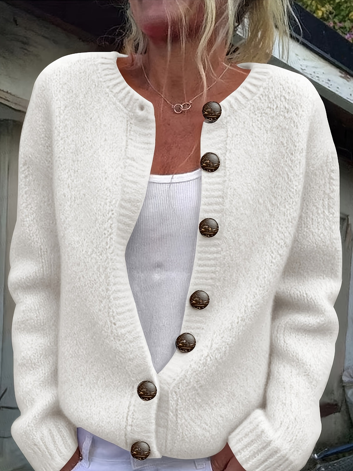 Arabella | Damen Strickjacke oversized mit Knopfleiste