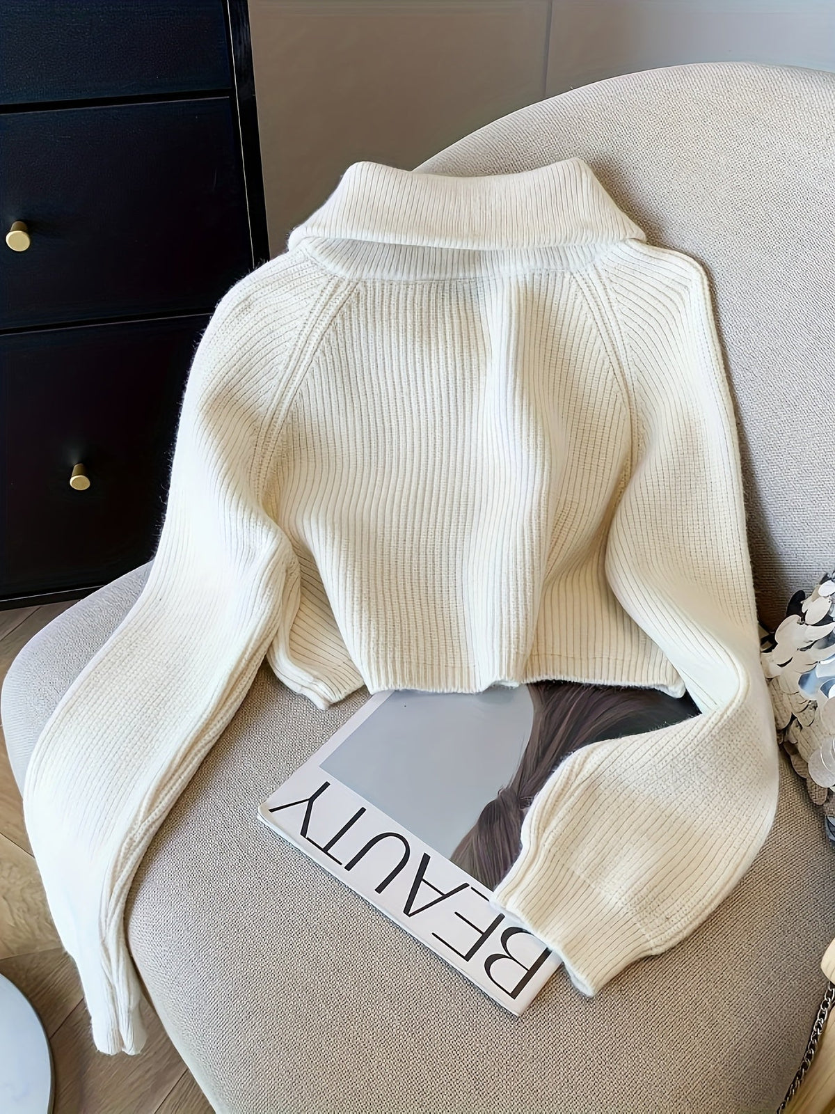 Lauretta | Gerippter Pullover mit Reißverschluss für Damen
