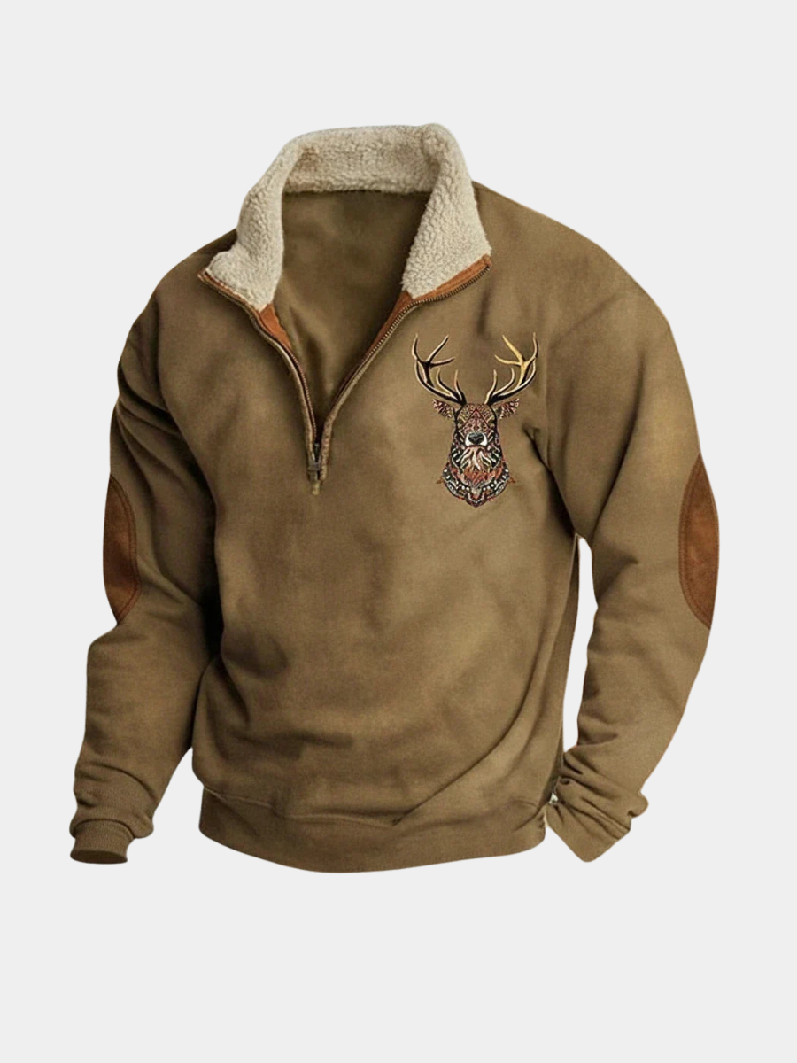 Noah | Grobstrick Pullover mit Hirschmuster für Herren