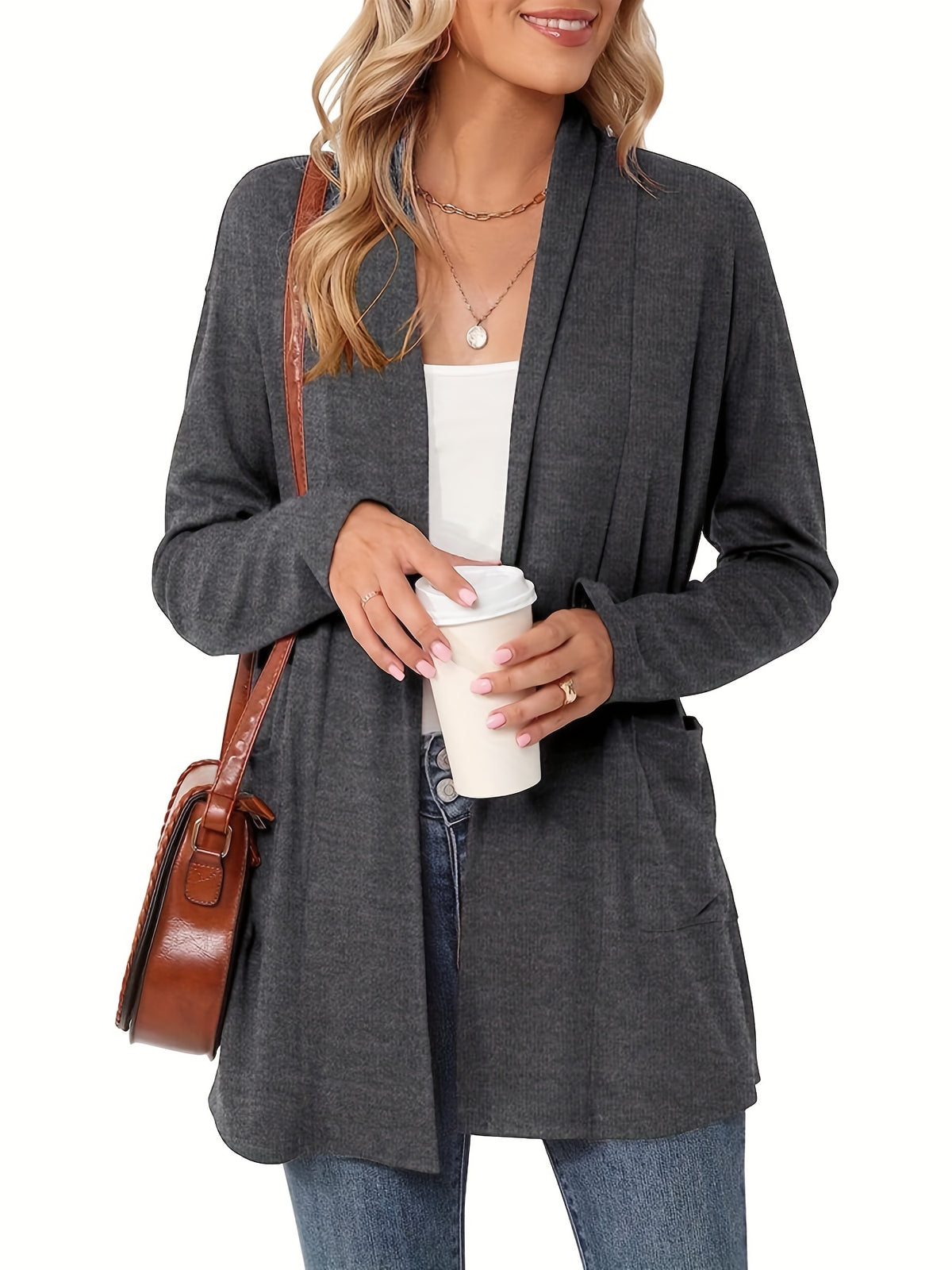 Cosima | Lockerer Damen Cardigan mit Taschen und offenem Schnitt