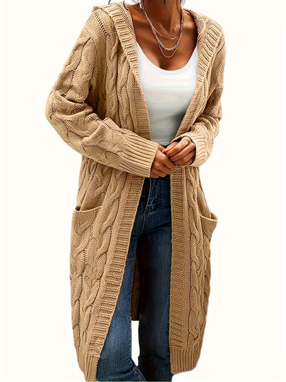 Chiara | Zopfmuster Strickjacke mit Kapuze für Damen