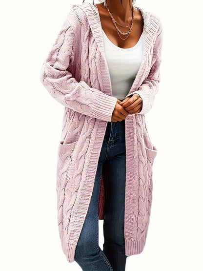 Chiara | Zopfmuster Strickjacke mit Kapuze für Damen
