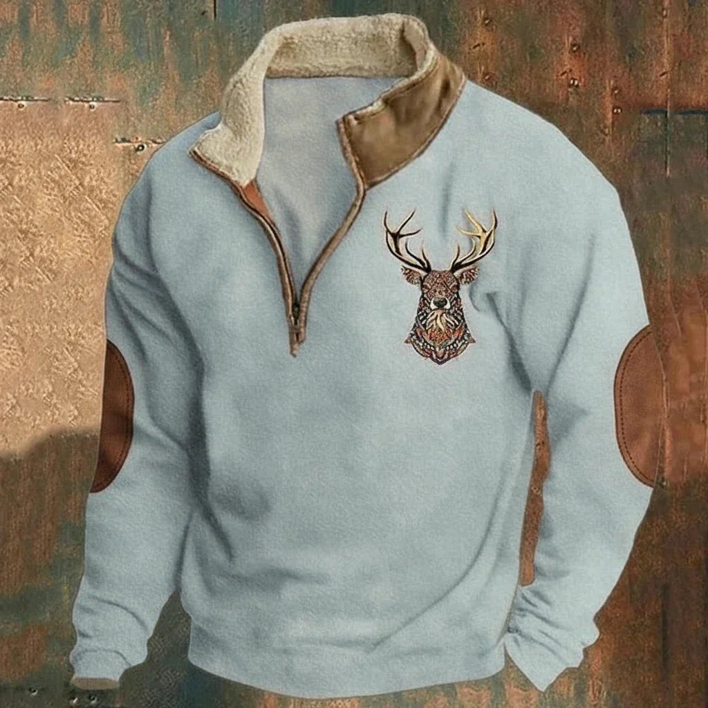 Noah | Grobstrick Pullover mit Hirschmuster für Herren