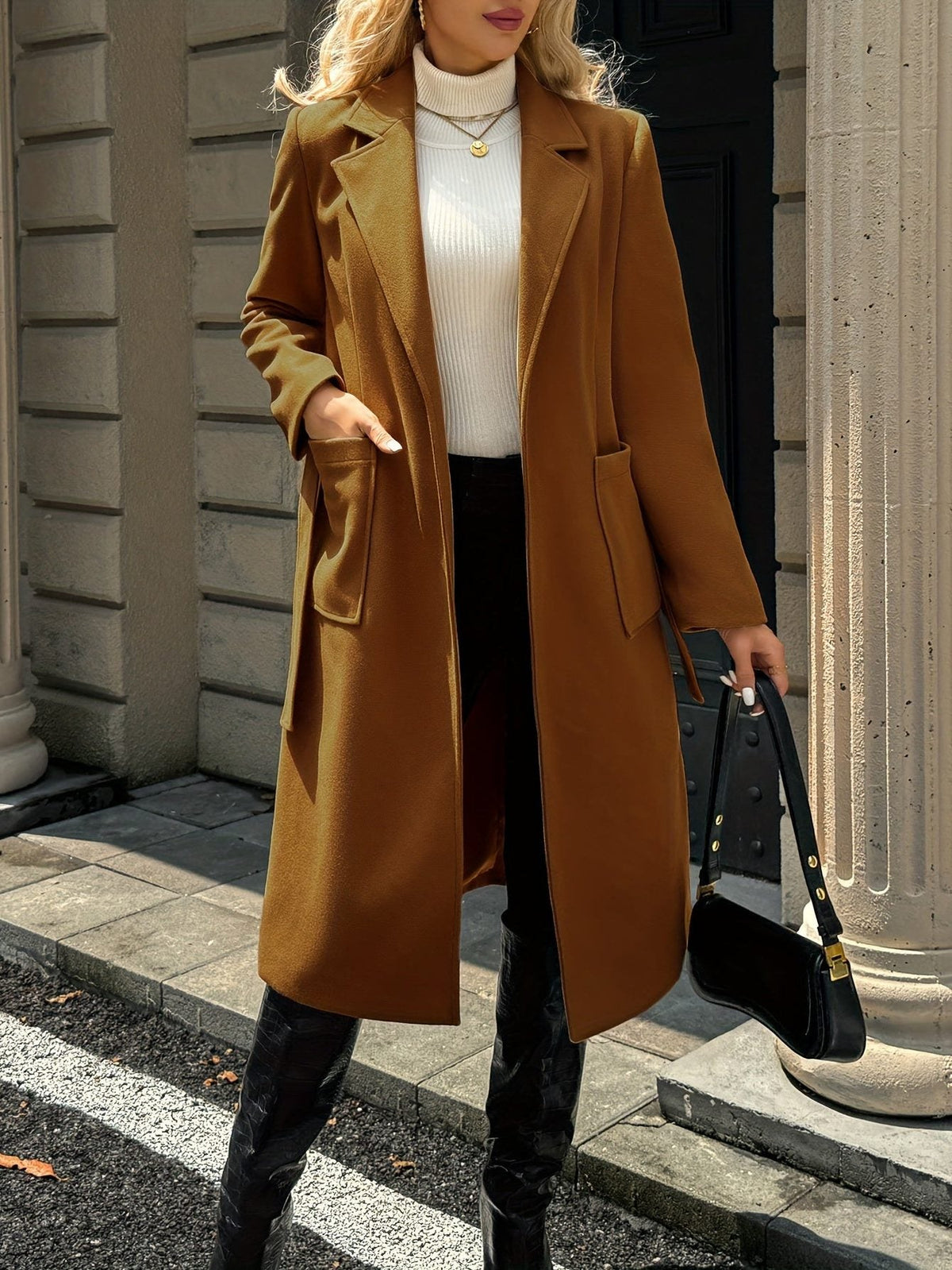 Elowen | Eleganter Wintermantel mit Bindegürtel für Damen