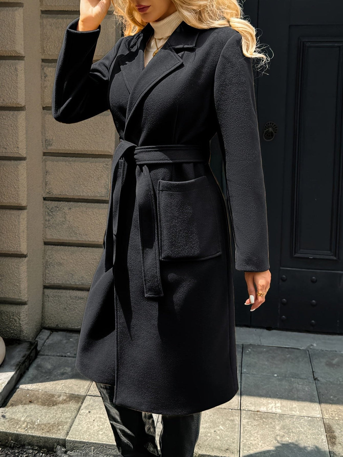 Elowen | Eleganter Wintermantel mit Bindegürtel für Damen
