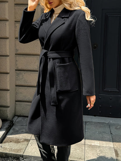 Elowen | Eleganter Wintermantel mit Bindegürtel für Damen