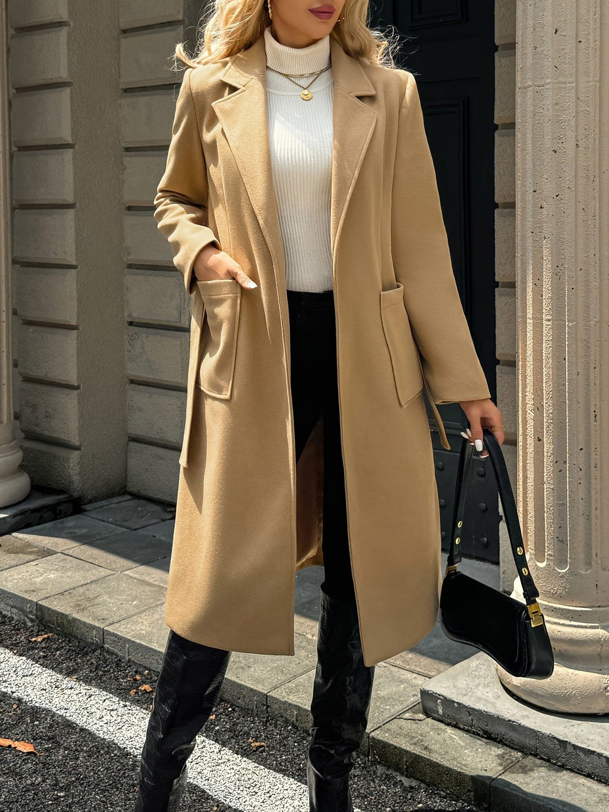 Elowen | Eleganter Wintermantel mit Bindegürtel für Damen