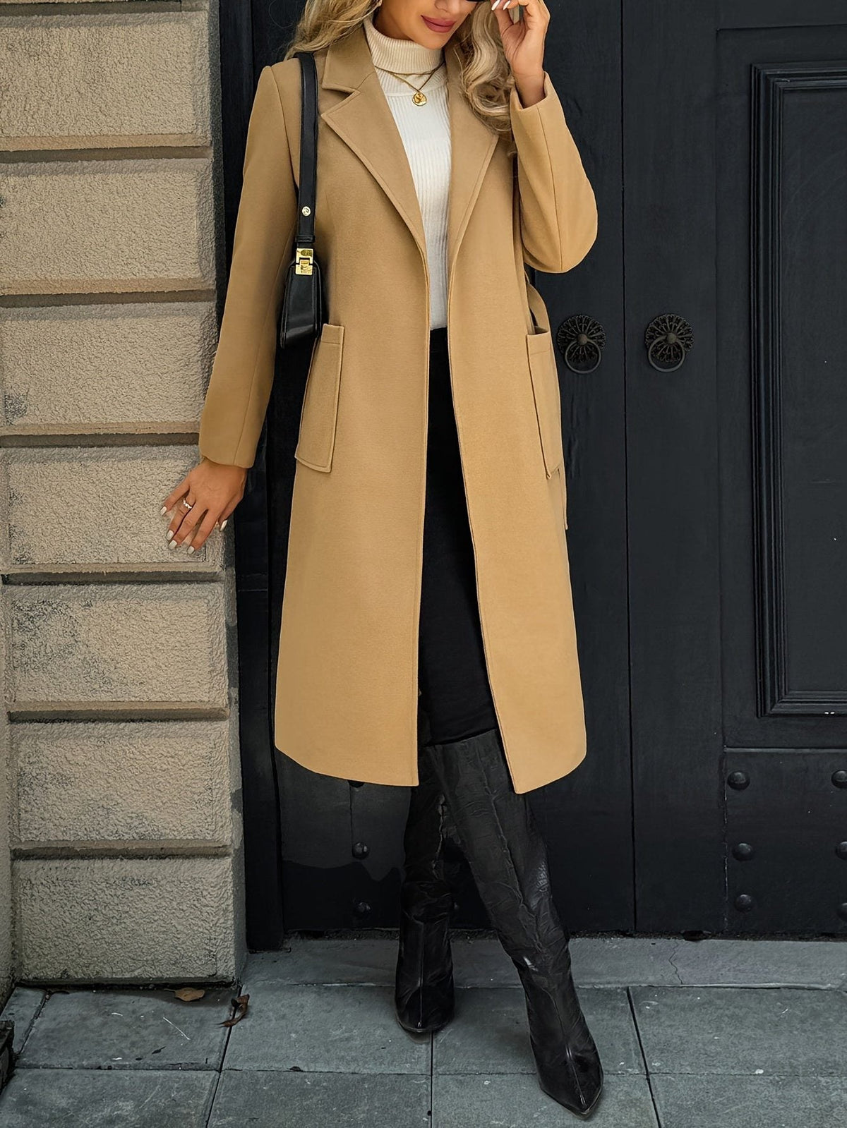Elowen | Eleganter Wintermantel mit Bindegürtel für Damen