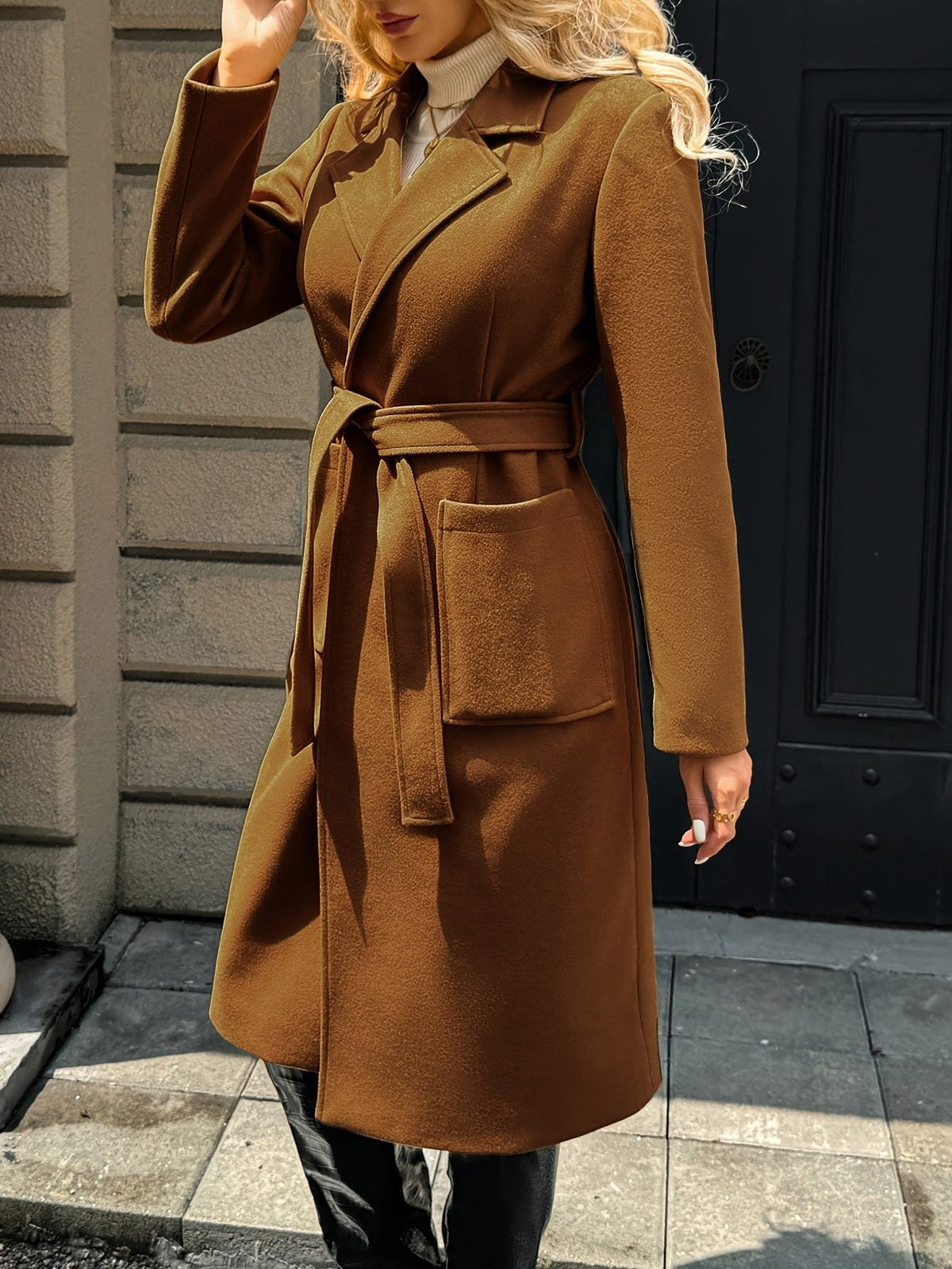 Elowen | Eleganter Wintermantel mit Bindegürtel für Damen