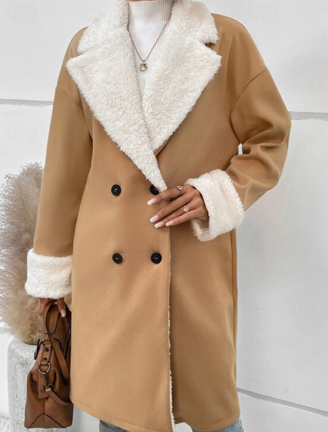 Evi | Winterjacke Damen Oversized mit Kunstfell-Reverskragen