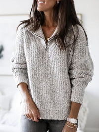 Sylvie | Gerippter Strickpullover mit Stehkragen für Damen