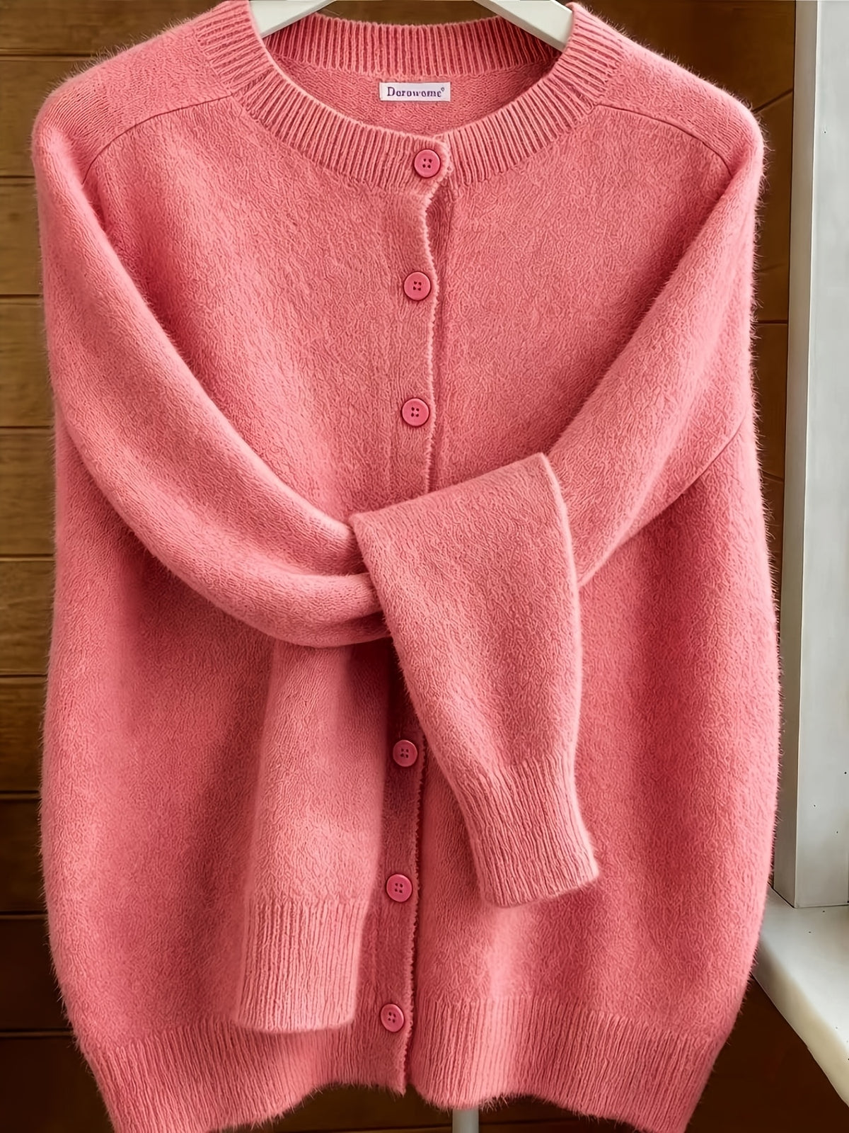 Elvira | Damen Strickjacke Cardigan Rundhalsausschnitt