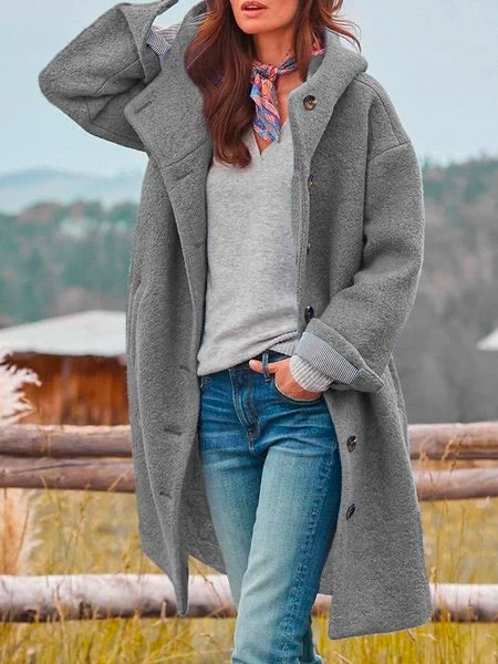 Lieke | Damen Eleganter Teddy Mantel mit Taschen und Gürtel