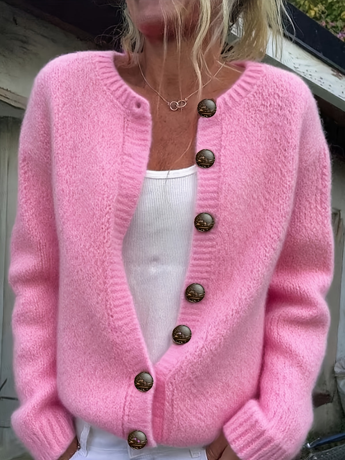 Arabella | Damen Strickjacke oversized mit Knopfleiste