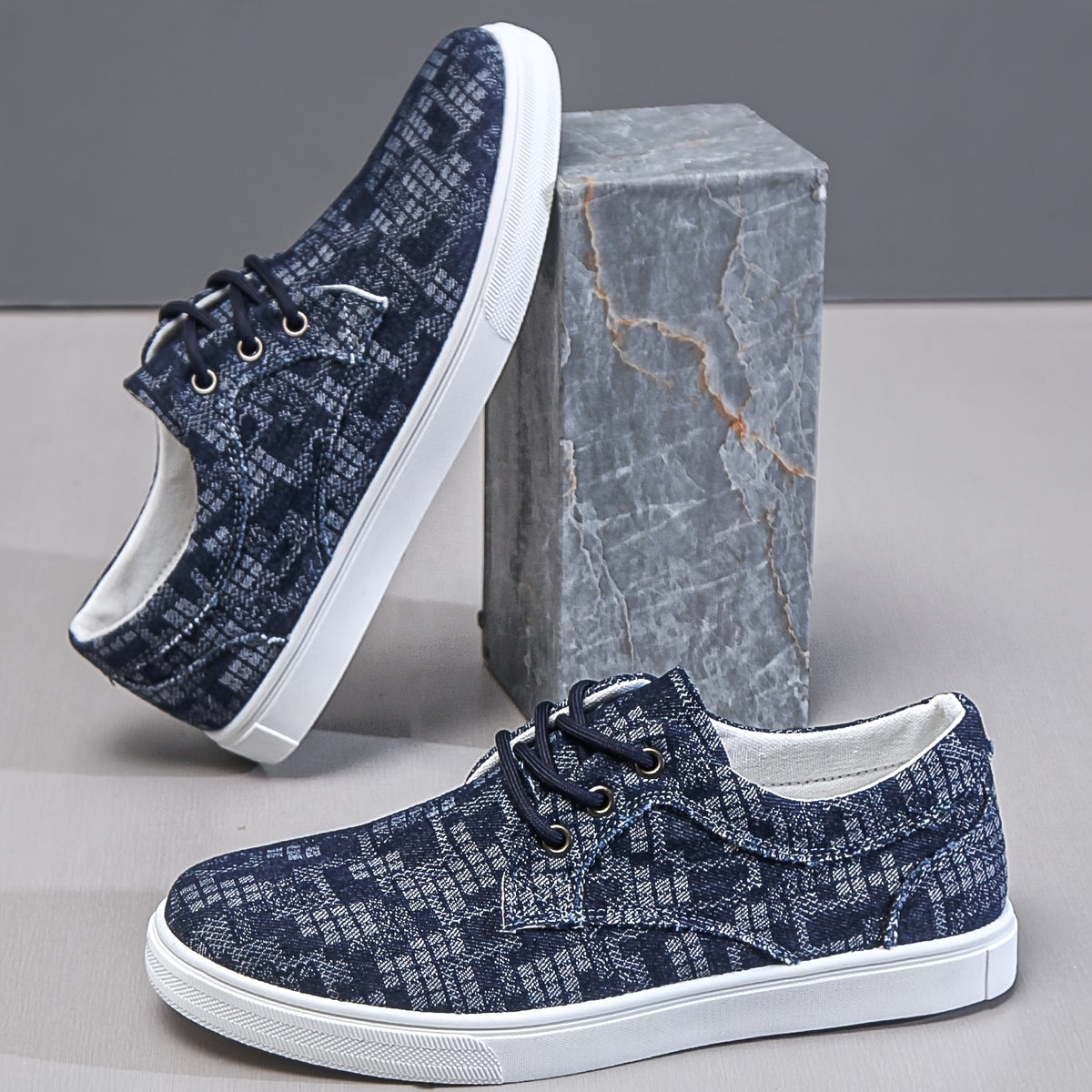 Edgar | Herren Sneaker mit Schnürung und gerippter Sohle, Denim