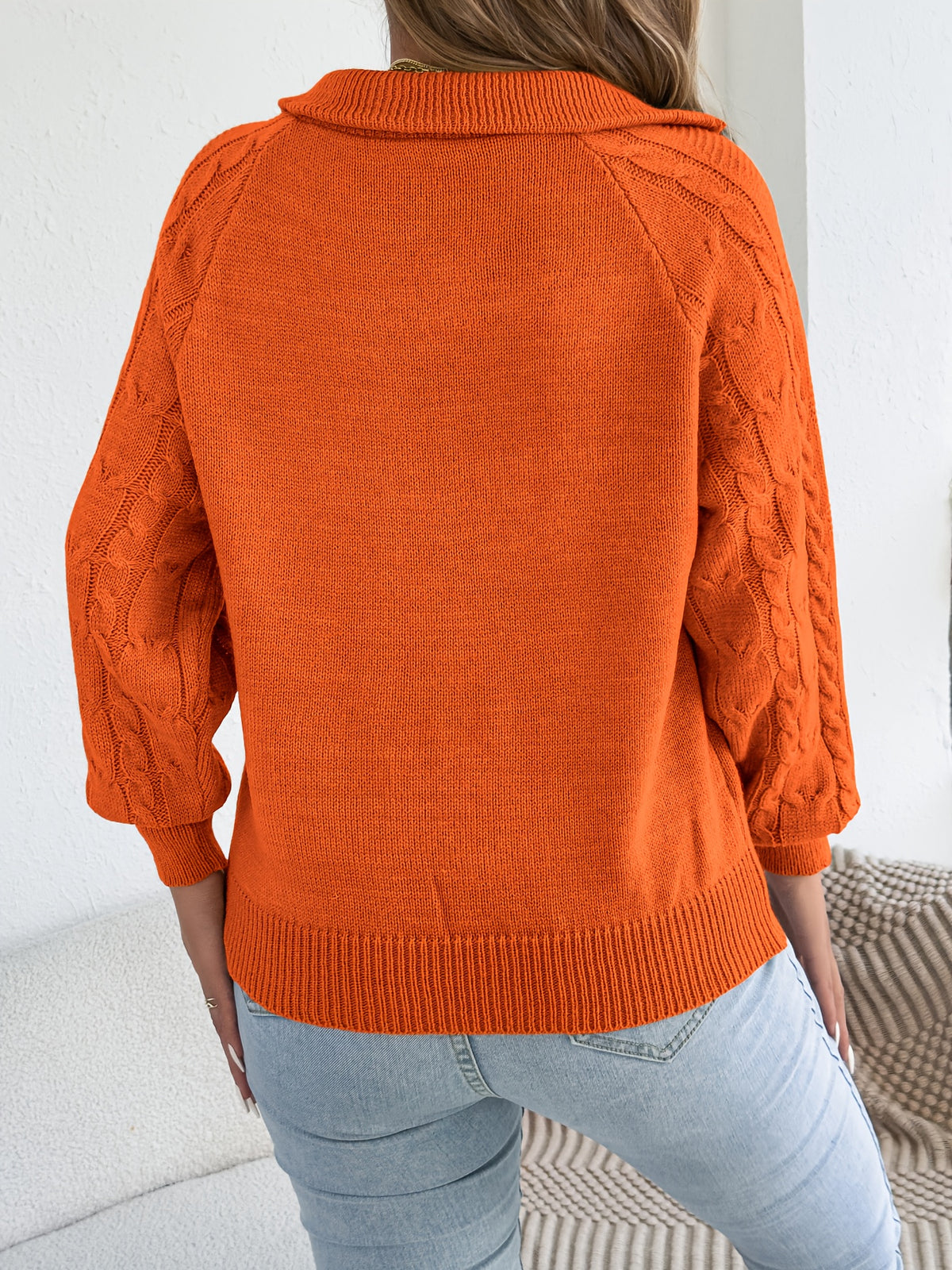 Jenna | Damen Zopfmuster Strickpullover