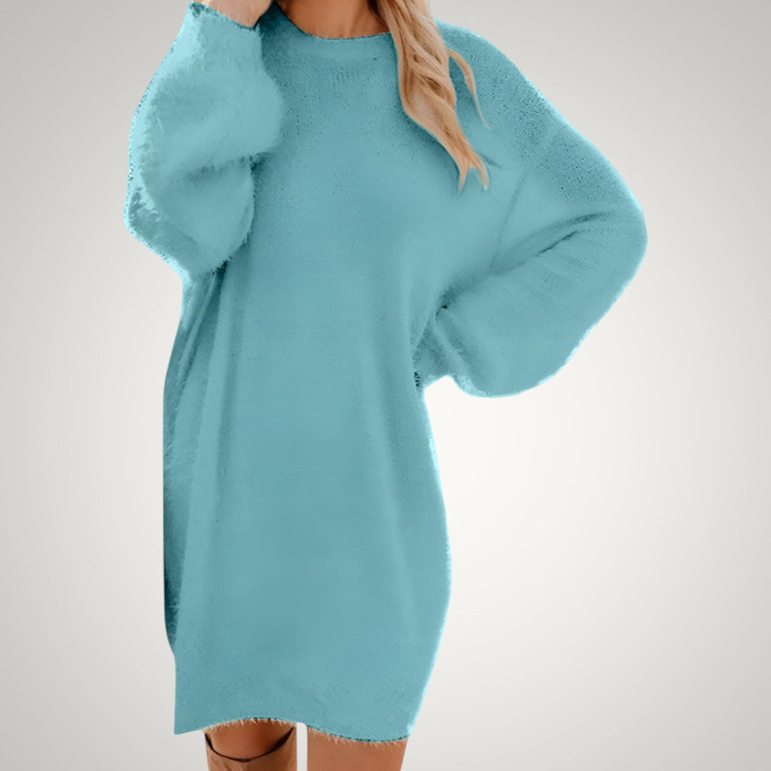 Ines | Damen Oversized Strickkleid Langarm Minilänge