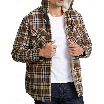 Casper | Kariertes Overshirt mit Kapuze und Knopfleiste für Herren