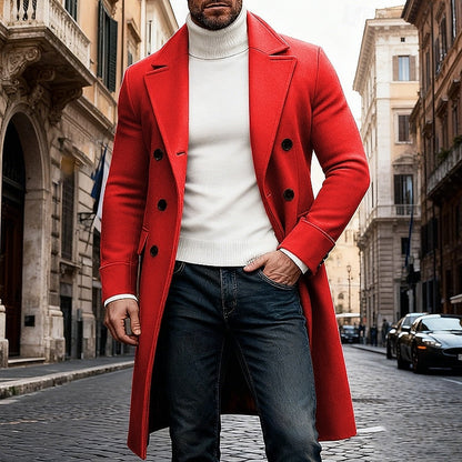 Beau | Doppelreihiger Wintermantel mit Reverskragen und Taschen für Herren