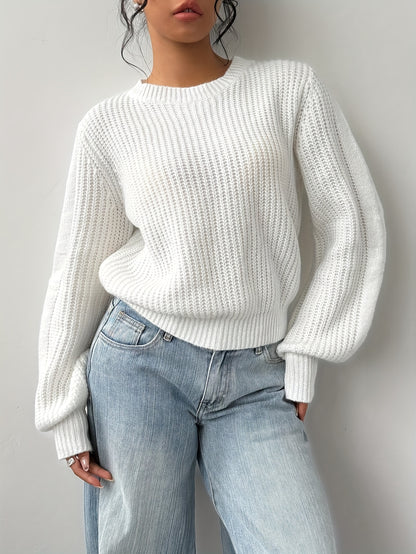 Johanna | Damen Grobstrick Pullover mit Rundhalsausschnitt Langarm