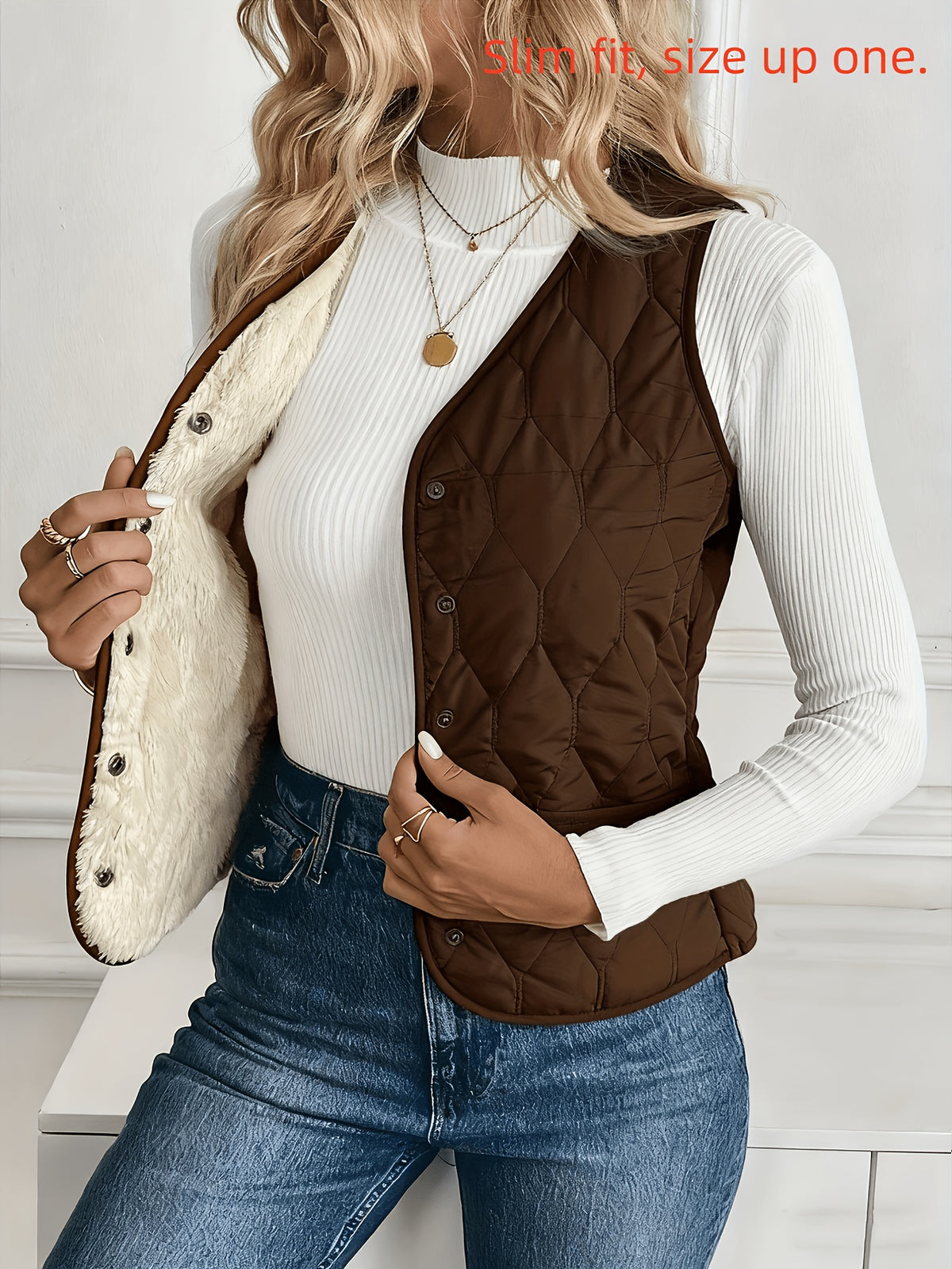 Corinne | Damen Winterjacke Gesteppt Kunstfellfutter Knopfleiste