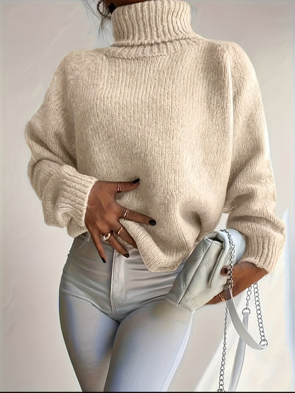 Anja | Damen Grobstrick Rollkragenpullover Oversize