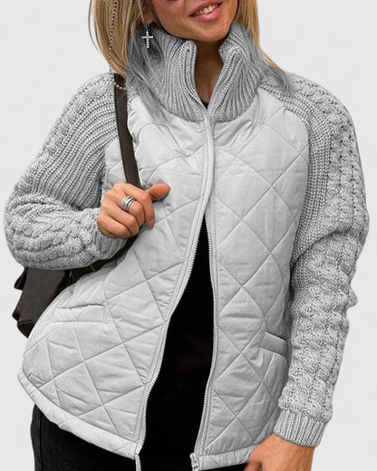 Romana | Damen Steppjacke Winter mit Strickärmeln Stehkragen