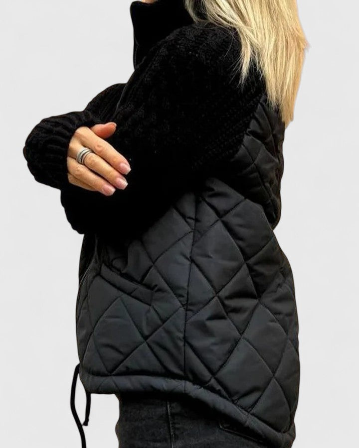 Romana | Damen Steppjacke Winter mit Strickärmeln Stehkragen