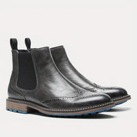 Brent | Herren Chelsea Boots mit Brogue-Muster und Blockabsatz