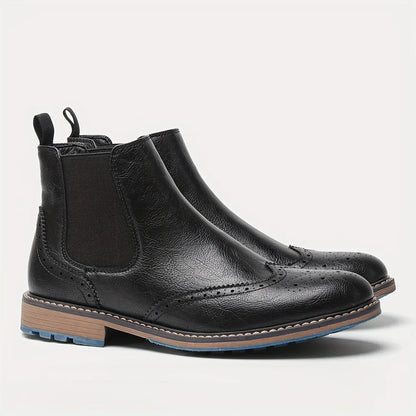 Brent | Herren Chelsea Boots mit Brogue-Muster und Blockabsatz