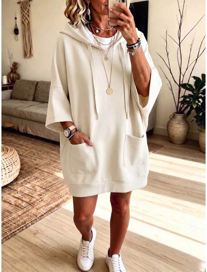 Livia | Damen Kapuzenkleid Oversized mit Kängurutasche